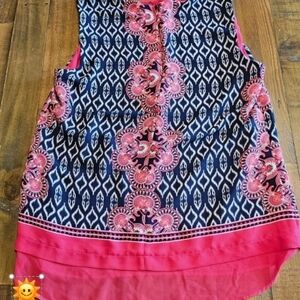 Rose & Olive Geometric Floral Sleeveless Blouse